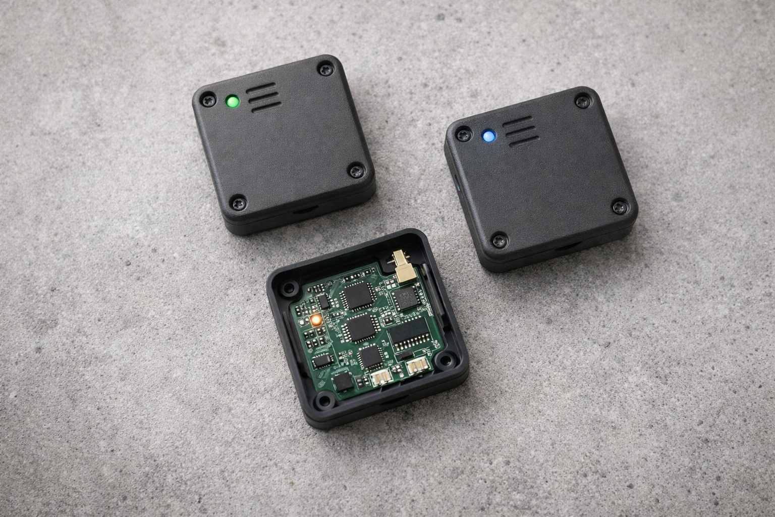 Wireless sensor modules with exposed PCB in dark enclosures